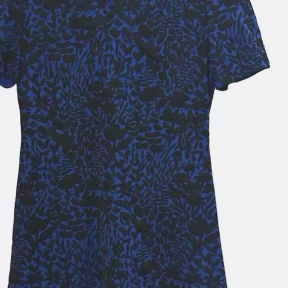 NWT St. John Collection Nordstrom Black Blue Floral Jacquard Dress Sz 14 - Picture 9 of 11